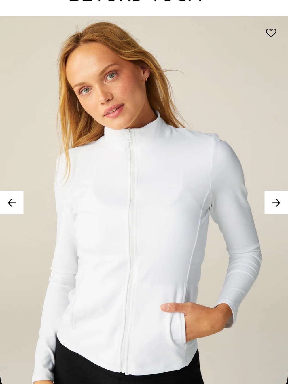 Beyond Yoga Women's White Zip-Front Jacket